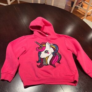 H&M Pink Unicorn Sequin Flip Hoodie Sweatshirt